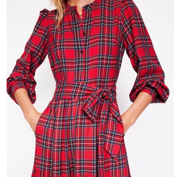 Boden Alba Check Tie Waist Long Sleeve Maxi Dress Size 2 - Picture 14 of 16